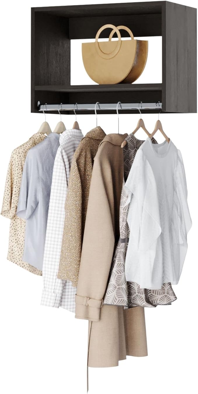 Tall Hanging Closet Unit - Modular Closet System For Hanging - Closet Organizers And Storage Shelves (Grey, 18 inches Wide)