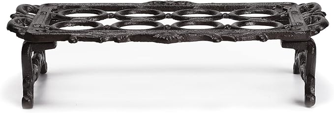 BRASSTAR Cast Iron Vintage Egg Rack Retro Desktop Design Egg Stroage for Kitchen Countertop Farmhouse Decor 7.1inches (H) Hold up to 8Eggs TQGJPT151