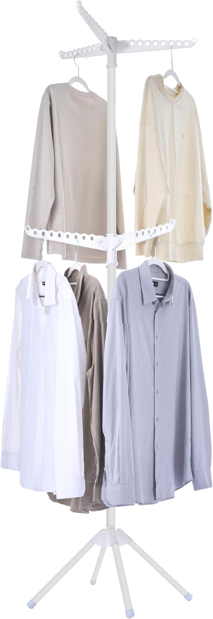 CASAMAYA Clothes Drying Rack Foldable, 74.8 inch 2 Tier Laundry Drying Rack with Rotating Clothes Rail for 54 Pieces of Clothes, Space Saving, Indoor, Stainless Steel, White CDR002W11