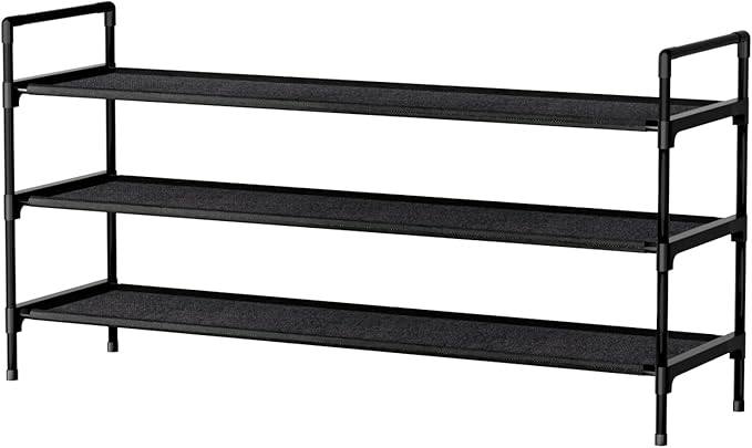 Shoe Rack 3 Tier Shoe Organizer Shoe Storage Shoe Rack for Narrow Hallway Entryway Bedroom Easy Assembly (Black)