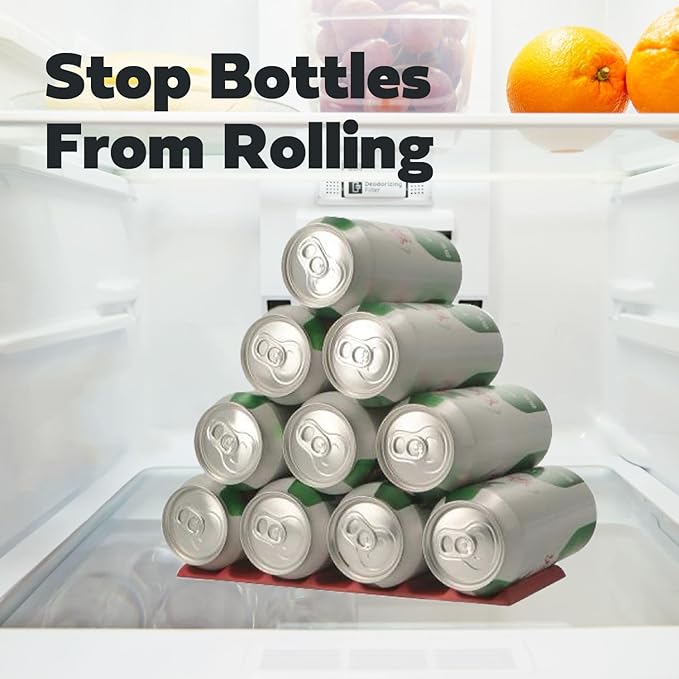 Cooks Innovations Drink Organizer for Fridge, Soda Can Refrigerator Organizers and Storage, Beer-Wine-Water Bottle Holder, Fridge Monkey - Durable Non-Slip&Roll - 2 Pack