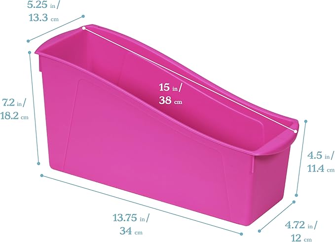 ECR4Kids Linking Plastic Storage Book Bin, Multipurpose Organization, Neon Purple, 10-Piece