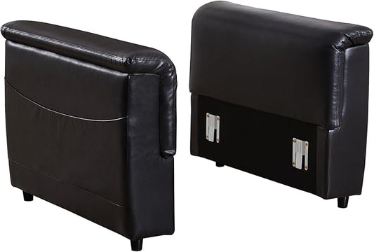 LEVNARY Modular Sofa Armrest Set of 2 with Side Storage Pockets, Faux Leather Upholstered Arm Panels, Compatible with Modular Recliner System (Black)