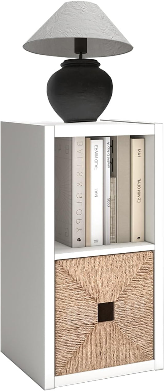 CTESNE【2026 Wooden Thick Frame 2 Cube Storage Organizer Shelf with Anti-Tipping Kits + Reversible Open Back Bookcase, Horizontal and Vertical Dual-use（White,11inch）