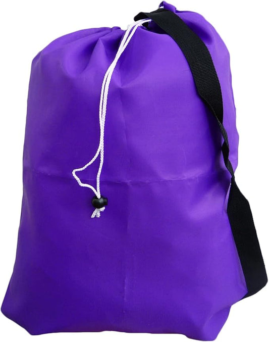 Laundry Bag with Strap, Drawstring, Locking Closure, Color: Purple, Size: 24x36