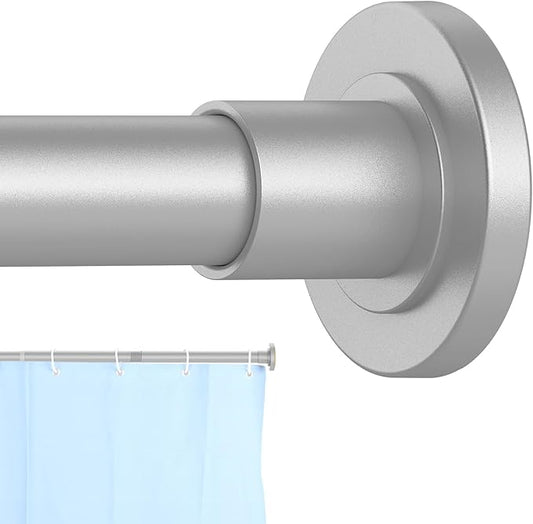 CorkLatta Silver Shower Curtain Rod 31 to 104 Inch,1 Inch Diameter Adjustable Spring Tension Curtain Rod No Drilling Stainless Steel Telescoping Rod,No Rust