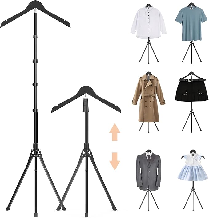 2 Pack Adjustable Shirt Display Stand 32-63 Inch, Foldable Clothing Display Stand Mannequin Torso for Retail Vendors, Multi-Use Steamer Rack Stand for Clothes Garment (2)
