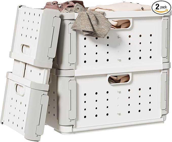 HAIXIN HOME Stackable Plastic Laundry Basket on Wheel, 42L Clothes Laundry Hamper with Divider for Pre-Sorting, Dirty Clothing Storage Organizer Bin with Handles for Closet, Bedroom, Bathroom - 2 Pack