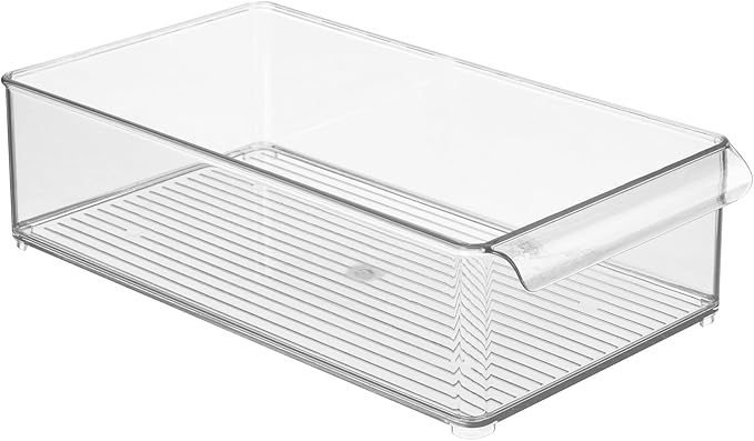 iDesign Stackable Fridge Storage Bin with Front Handle - Clear - Made in USA