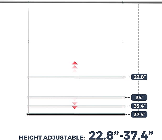 STO STO 1 Pack Closet Hanging Rod, Length and Height Adjustable Closet Rod, Space Saving Metal Closet Extender Hanging Bar for Hanging Clothes, Closet, Chrome