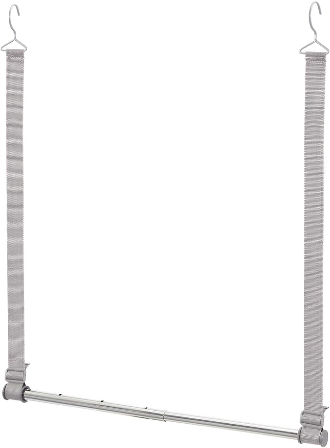 STORAGE MANIAC Hanging Closet Rod, Adjustable Width and Height Closet Hanging Organizer, Space-Saving Clothes Hanging Bar, Closet Extender Hanging Rod Double Closet Hanging Rod, 1 Pack Webbing