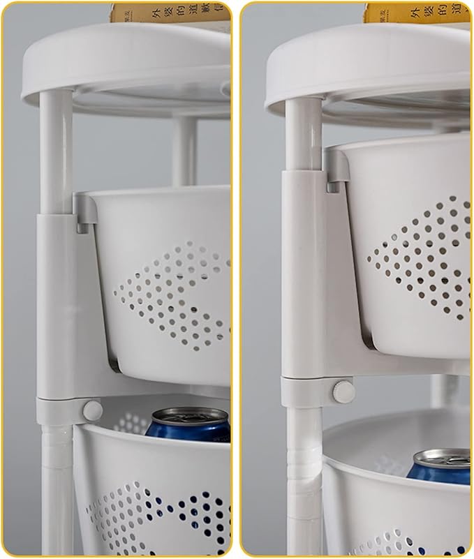 5 Tier Kitchen Storage Cart Multi-Layer Storage Basket with Wheels Fruit Vegetable Storage Shelves Racks Rolling Storage Cart for Kitchen Living Room Bedroom, White (5 Tier)