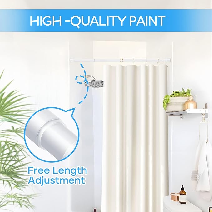 Tension Curtain Rod White Tension Rod 28 To 48 Inch Spring Curtain Rod Non Slip Tension Rods 4PCS For Windows No Drilling Adjustable Tension Rods of Curtain Window Closet Kitchen Wardrobe