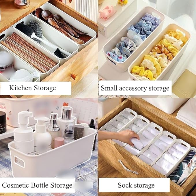 Multi-purpose small storage bins, Storing phone cases, socks, stationery,small items. PP plastic,Organizer and Storage for Sinks,Bathroom, Bedrooms, Vanity tables，Kitchens.10.5x 3.9x 3.5 Inch (3)