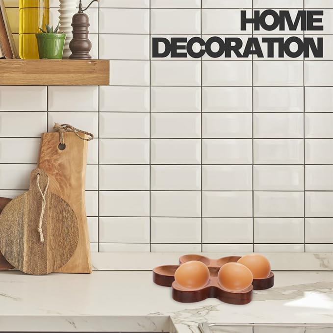 Unomor Wooden Egg Tray Creative Rustic Egg Holder Organizer for Countertop Fresh Storage Box 5.90X5.90X0.59In Multifunctional Kitchen Decor