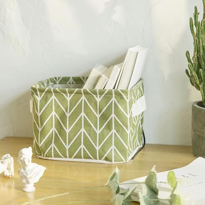 Foldable Storage Basket - Set of 6 Small Collapsible Canvas Containers Organizers with Handle for Home Decor or Storing Toys, Keys, Sundries, Little Crafts. (Style C)