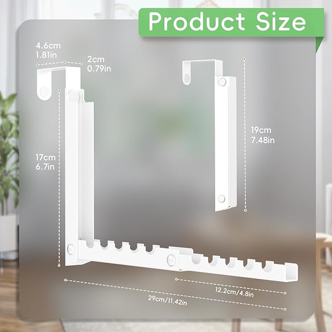 Over Door Hanger,Over the Door Clothes Hanger Space-Saving Over the Door Drying Rack,Door Hooks for Hanging,Back of Door Hooks,Larger Capacity Over the Door Hanger (1, White)