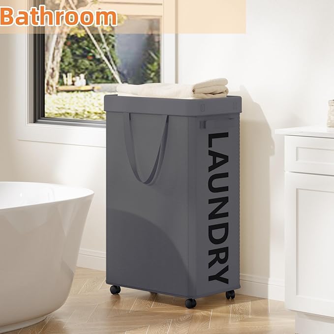 Optish 2 Pack Laundry Basket with Wheels, 90L Rolling Laundry Hamper with Wheels, Large Clothes Hamper on Wheel with Removable Mesh Bag for Bedroom, Dorm