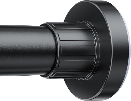 Ausemku Shower Curtain Rod 32-50 Inch Adjustable - 1 Inch Diameter Heavy Duty No drill Spring Tension Shower Rod, Non-Slip Rustproof Telescopic Rod for Bathroom, Black