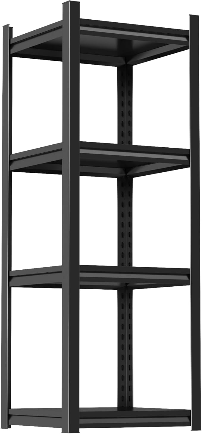 16''D*16W'' Garage Shelving Metal Garage Shelf Unit 4-Tier Storage Shelves Heavy Duty Shelf Organizer Industrial Shelves for Warehouse Basement Kitchen Pantry Commercial, Black