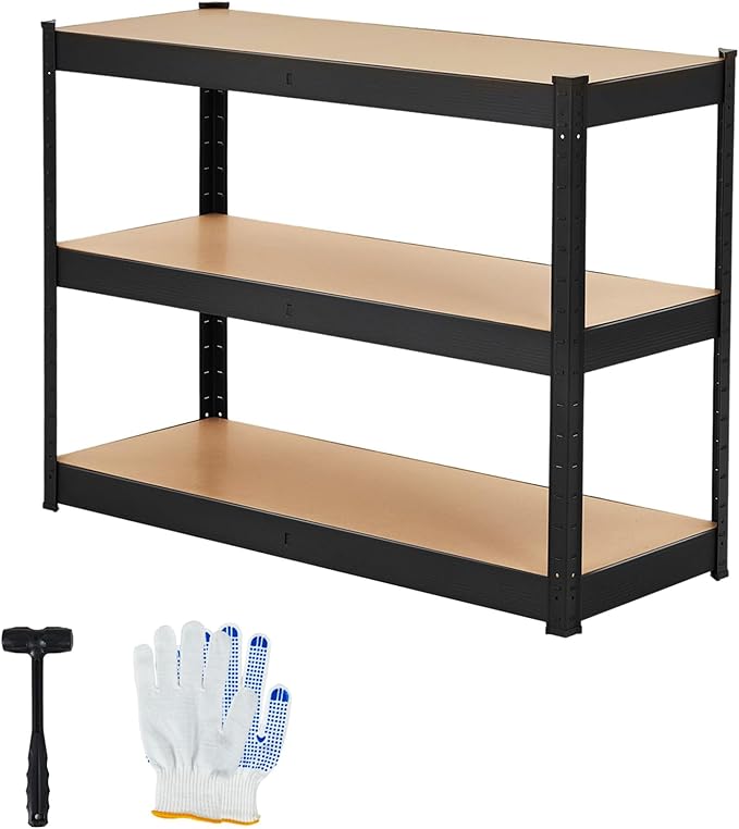 Garvee Garage Storage Shelves,48x18x36 Garage Shelving Heavy Duty Metal Adjustable Garage Shelves,3-Tier Adjustable Shelving Units,Loads 1500 LBS,Metal Storage Utility Racks for Warehouse