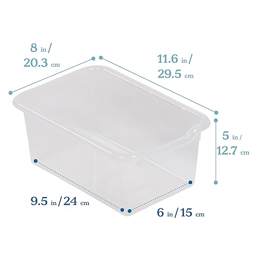 ECR4Kids Scoop Front Storage Bin, Multipurpose Organization, Clear, 15-Piece