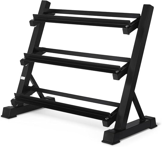 Amazon Basics 3-Tier Adjustable Dumbbell Weight Rack, Sturdy Steel Stand Only, Black