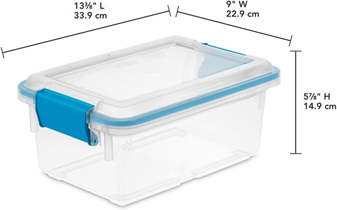 Sterilite Gasket Box, Stackable Storage Bin with Latching Lid, 7.5 Quart, 6 Pack