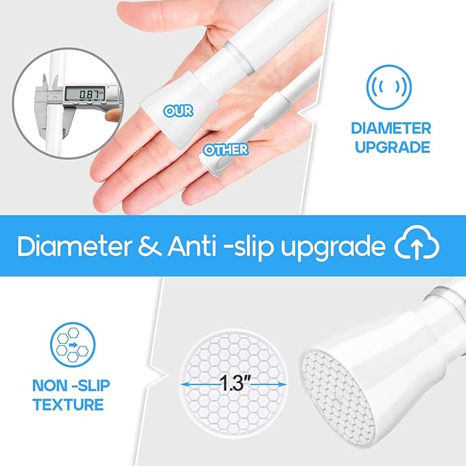 Tension Curtain Rod 1pcs Tension Rods For Windows 28 To 48 Inch Spring Adjustable White Tension Curtain Rod of Bathroom Window Curtain Rod Non Slip Tension Rod