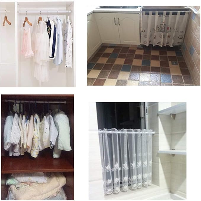 Tension Rods, 6 Pack Adjustable Spring Steel Cupboard Bars 28 to 48 Inches Tension Curtain Rod Shower Rod Closet Rod Tensions Rod Extendable Width