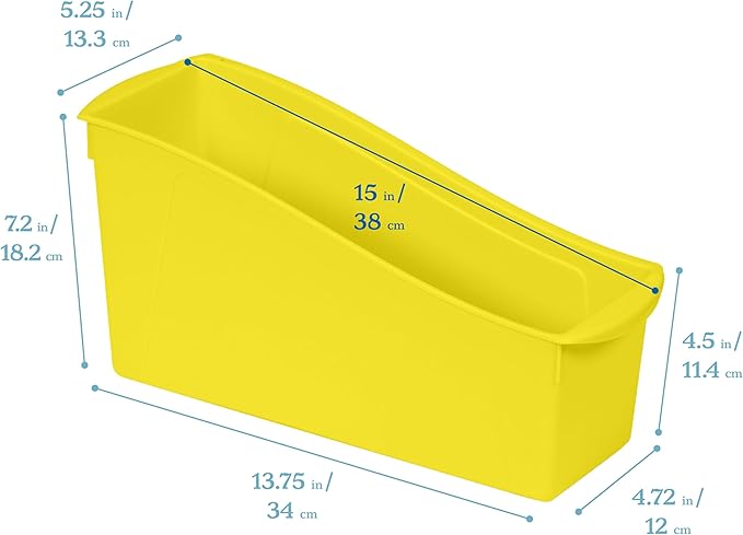 ECR4Kids Linking Plastic Storage Book Bin, Multipurpose Organization, Neon Yellow, 10-Piece