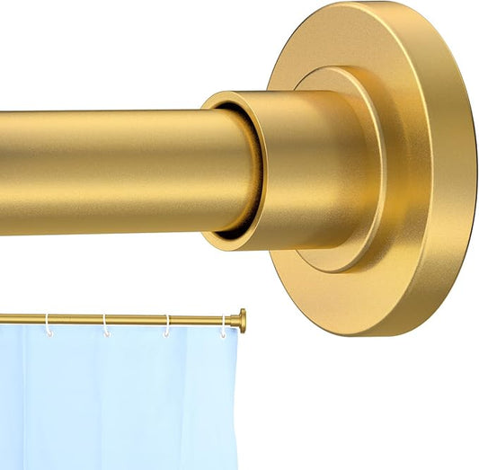 CorkLatta Gold Shower Curtain Rod 31 to 92 Inch,1 Inch Diameter Adjustable Spring Tension Stainless Steel Telescoping Rod,Easy Install,No Rust