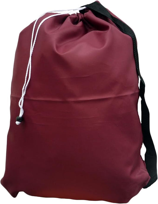 Laundry Bag with Drawstring, Shoulder Strap, Locking Closure, Color: Burgundy, Size: 24x36