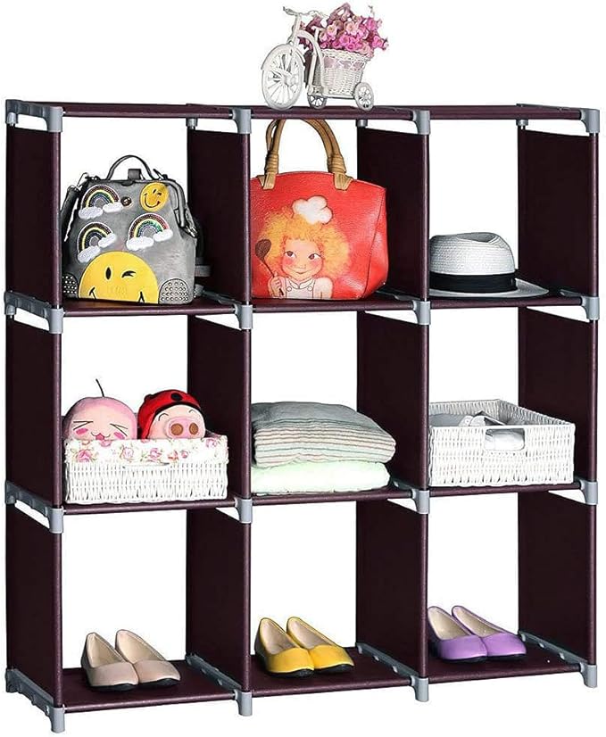 Storage Cubes Organizer,Decorative 9-Cubes Modular Cabinet,DIY Stackable Shelves Multifunctional Modular Bookcase Closet Cabinet for Bedroom, Living Room, Office (3 Tier 9 Cube)