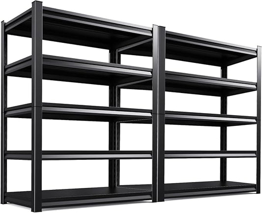 5-Tier Garage Shelving Heavy Duty, 3000LBS Garage Shelves, Adjustable Metal Shelving Unit, Garage Storage Shelves, Utility Storage Rack Shelf，Shelves for Garage Storage, 72"H×59"W×19.7"D, 2 Pack