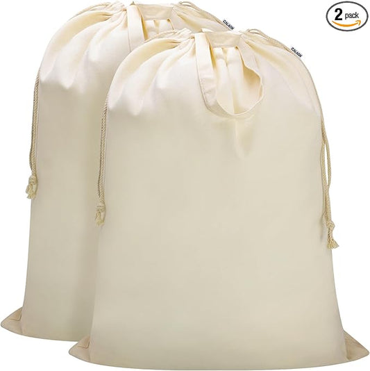 Canvas Laundry Bag 33"Wx 35"H, Thick Canvas Laundry Bag with Handles & Drawstring, Extra Large Heavy Duty Washable Basket Liner Hamper Liner Storage Sack (Beige XL, 2 Pack)