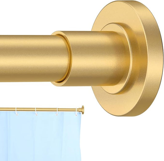 CorkLatta Gold Shower Curtain Rod 31 to 104 Inch,1 Inch Diameter Adjustable Spring Tension Curtain Rod No Drilling Stainless Steel Telescoping Rod,No Rust