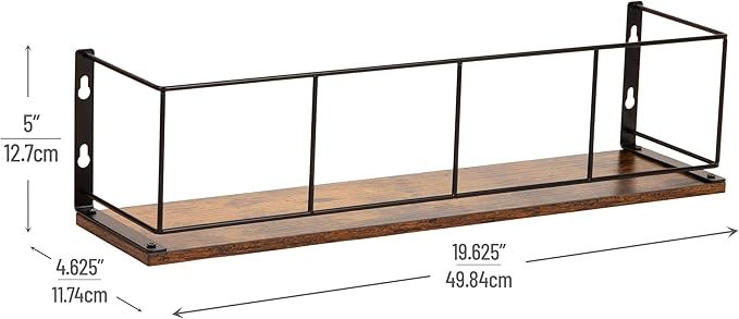 Mind Reader Desktop Shelf for Office Organization and Display, Mounting Hardware Included, Metal and Wood, Brown