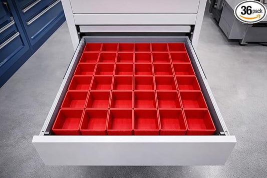 36 Pack-4x4x2 Inch Drawer Organizer Bin Set (Red)