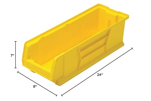 QUANTUM STORAGE SYSTEMS K-QUS950YL-4 4-Pack Plastic Storage Stacking Hulk Container, 24 inch x 8 inch x 7 inch, Yellow
