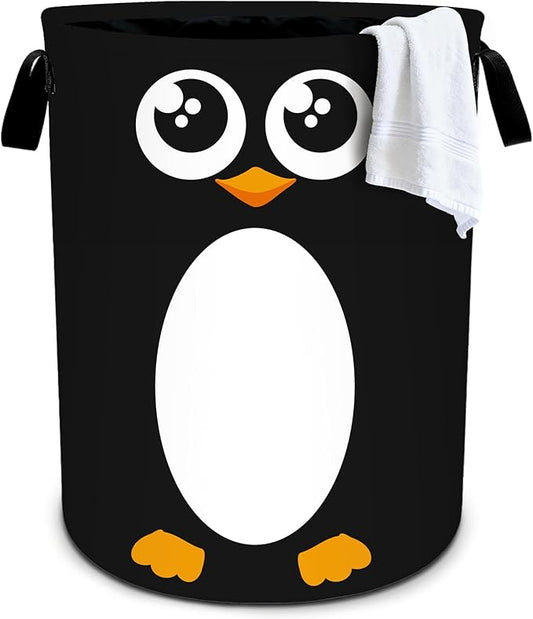 Penguin Laundry Basket Storage Bin Foldable Laundry Hamper Clothes Storage Bucket Organizer 19.6x15.7 Inch For Laundry Room/Bedroom/Bathroom