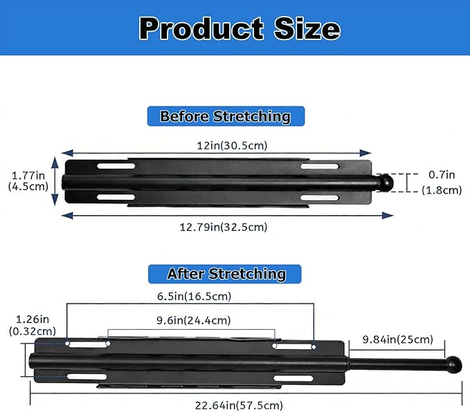 12" Valet Rod for Closet Pull Out, Retractable Slide Out Closet Valet Rod for Hanging Clothes, Closet Extender Hanging Rods With 4 Hooks (White)