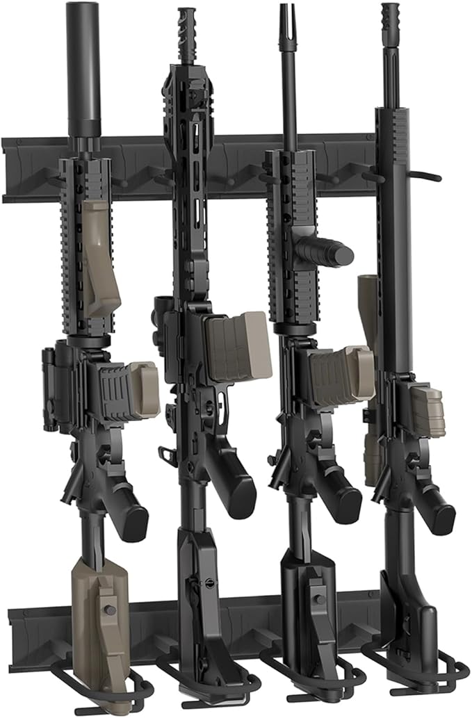 Gun Rack Wall Mount, Aluminium Alloy Gun Racks for Wall, Adjustable 4/8/12 Slot Indoor Gun Racks Securely Hold Shotguns Rifles Rack