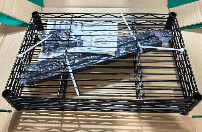 FOXHOLE 3-Tier Wire Shelving Rack, Heavy Duty Metal Storage Shelf Unit with Adjustable Shelves, Black, 16.5 x 11 x 26.4 Inches