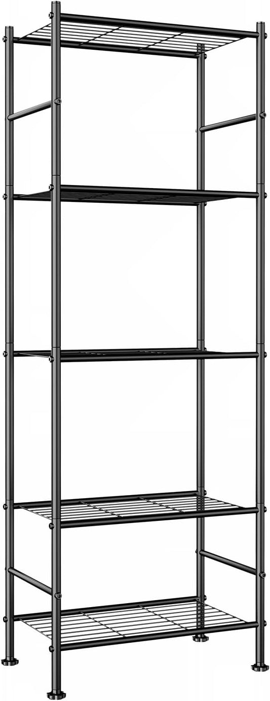 Abiglifty Storage Shelves, 5-Tier Metal Shelving, Wire Shelving Unit with Adjustable Leveling Feet, Shelf Organizer for Bathroom, Pantry, Laundry