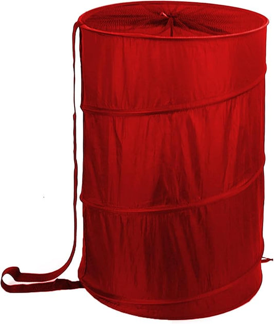 BATTOO Collapsible Laundry Baskets- Foldable Hamper for Laundry Extra Large Pop Up Laundry Hamper 107L with Long Straps Drawstring Clothes Hamper for Bathroom, Campout, Dorm or Travel Red