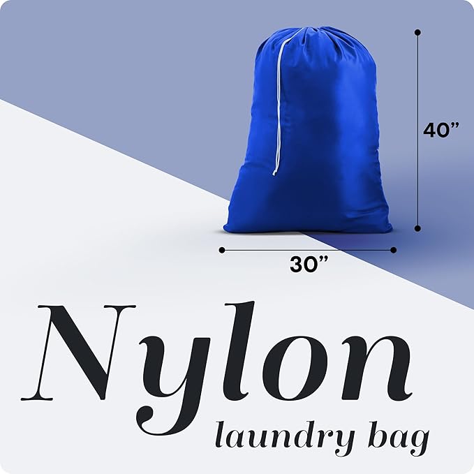 Handy Laundry Extra Large Heavy Duty Laundry Bag – 30" x 40" Durable Nylon, Locking Drawstring Closure, Machine Washable, Fits Laundry Basket, Travel & Dorm Dirty Clothes Organizer, Royal Blue