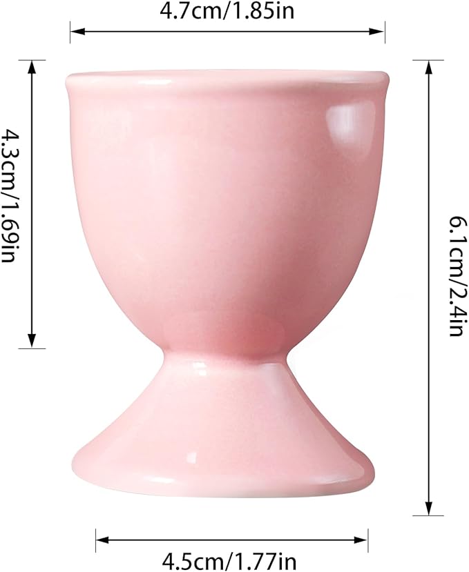 Cinf Ceramic Egg Cup Set of 2 Porcelain Holder Breakfast Boiled Cooking Easy to Clean Childhood Memories Kitchen(Macaron)