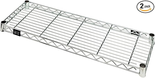 Quantum Storage Systems 3660C-2 Extra Shelf for 36" Deep Wire Shelves, Chrome Finish, 600 Load Capacity, 1" Height x 60" Width x 36" Depth (Pack of 2)