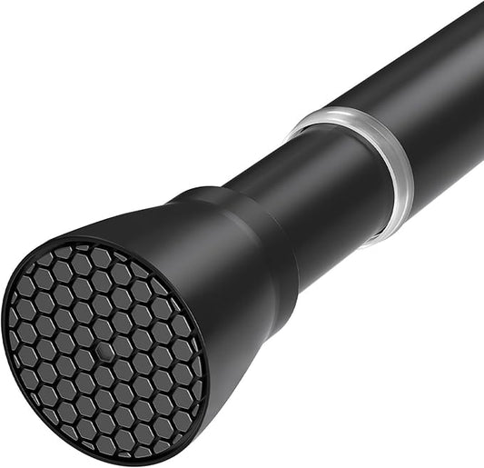 Black Tension Curtain Rod 28 to 48 Inch Spring Rod No Drilling Adjustable Shower Curtain Rod for Windows, Bathrooms, Closet, Kitchen